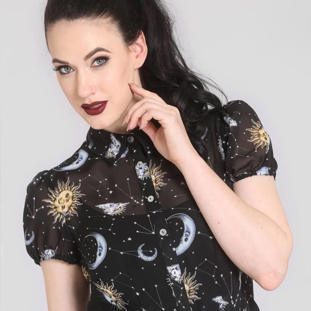 Hell Bunny Solaris celestial print blouse